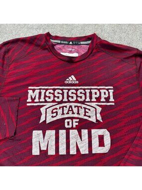 Mississippi State Bulldogs Adidas Shirt Men L Red Long Sleeve Crew Performance